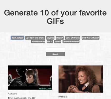 Screenshot of Giphy App